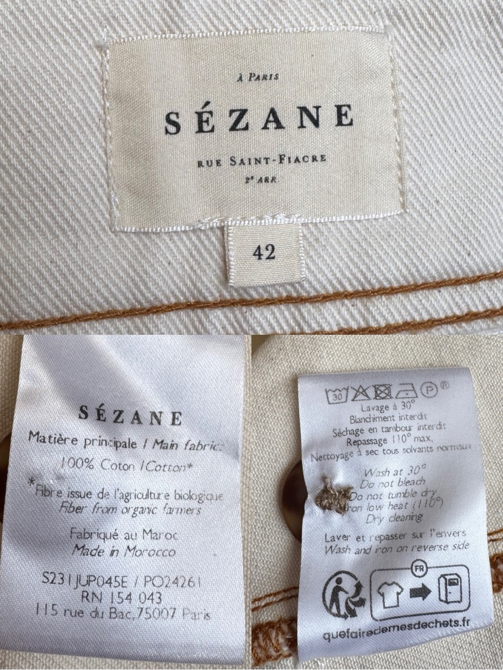 Sézane BETTIE SKIRT in Ecru FR:42 US:10 XL - Picture 7 of 8